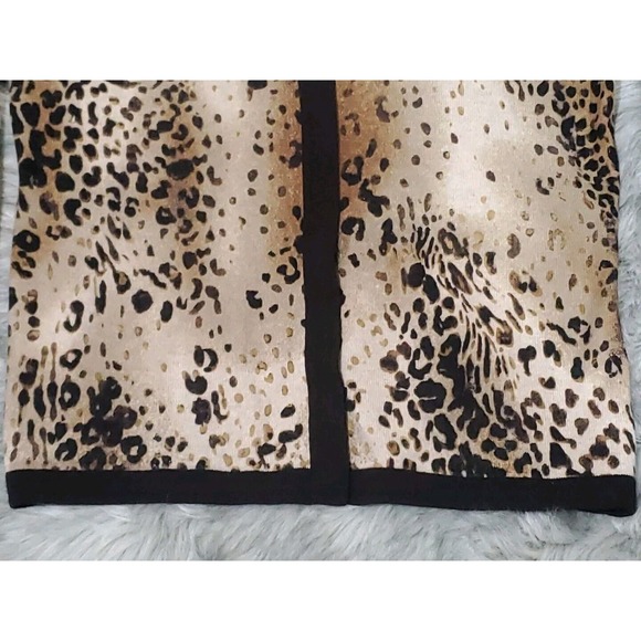 Investments Fine Cashmere Med Hidden Buttons Brown Leopard Cardigan Sweater - Picture 7 of 11